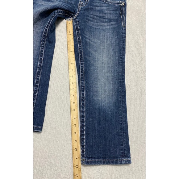 Miss Me Jeans Easy Capri Style JE5002EP34 Distressed Blue 25 Embellished Pockets - Picture 9 of 11